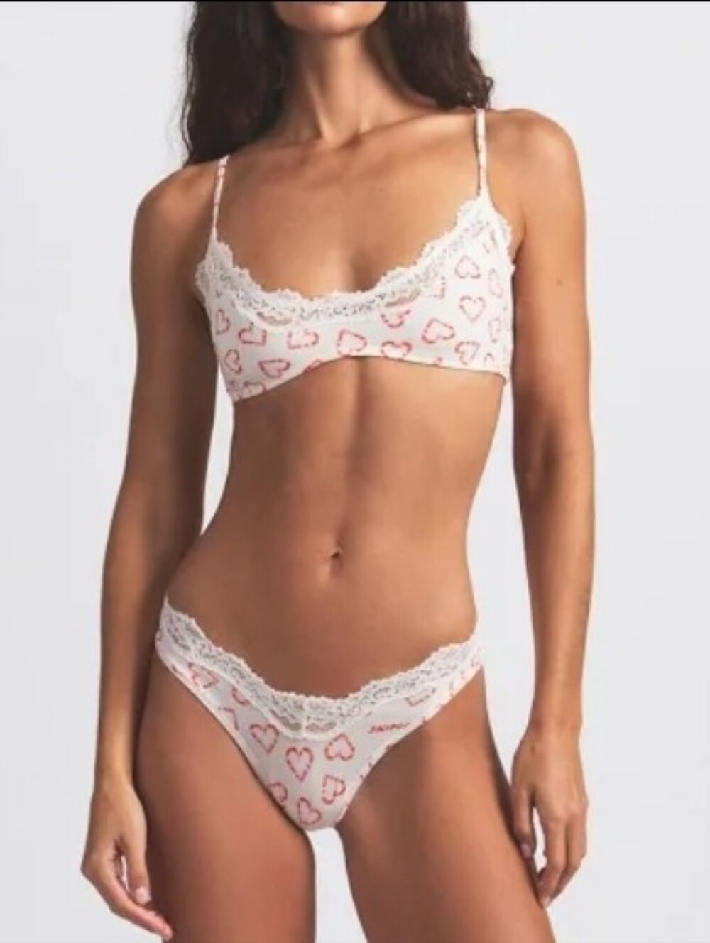 SKIMS Fits Everybody Lace Scoop Bralette BR-SCP-9190 Candy Heart size Small